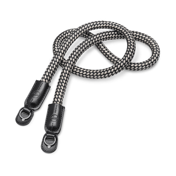 CarryingStrap, roundbraidedrayon & leather cord, black, white