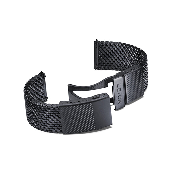 Stainless Steel Milanaise bracelet, black, deployant buckle