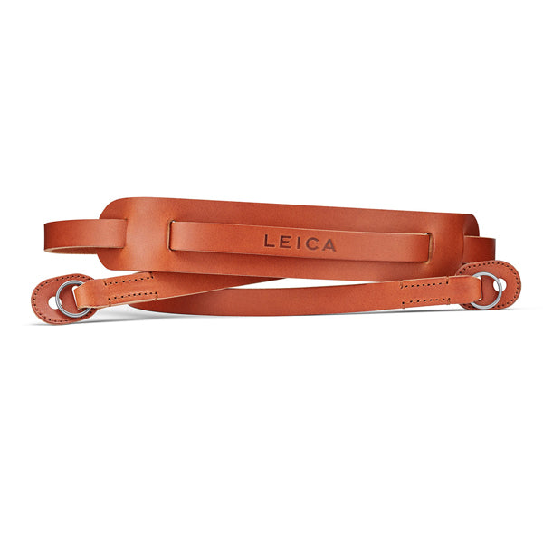 CARRYING STRAP WITH SHOULDERPAD, LEATHER, COGNAC