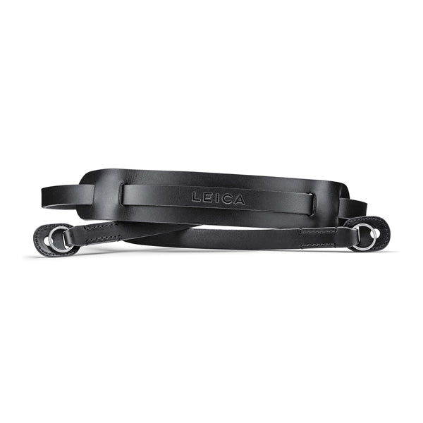 CARRYING STRAP WITH SHOULDERPAD, LEATHER, BLACK